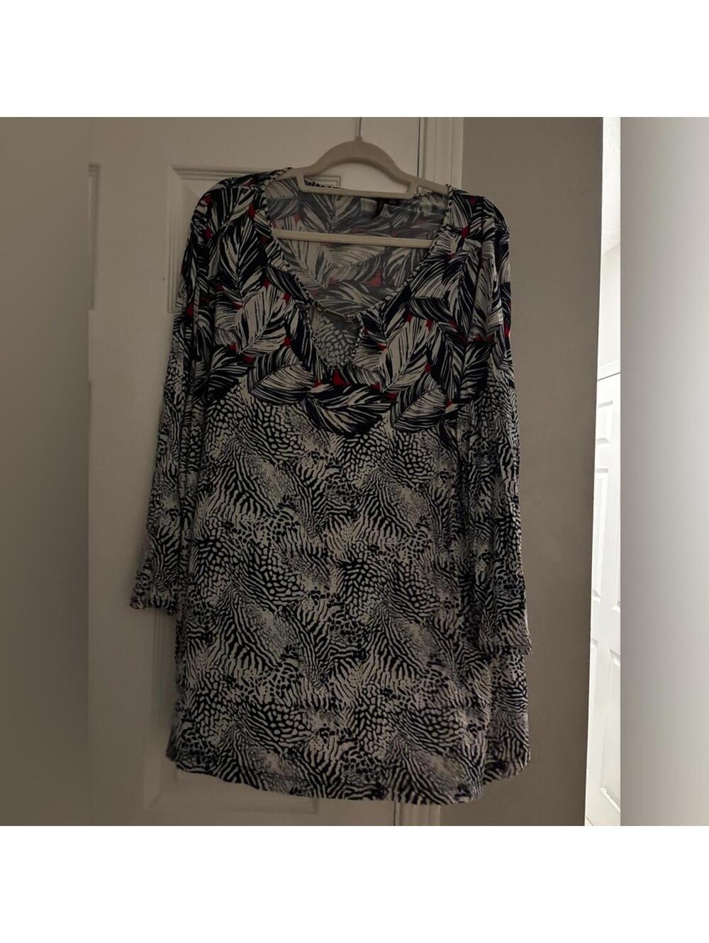 New Directions Long Sleeve Printed Dress 3X